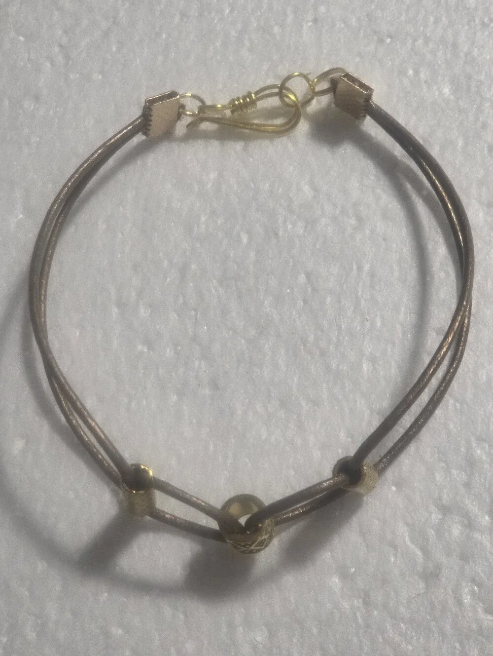 Handcrafted Women’s Brown Leather and Gold Accent Bracelet